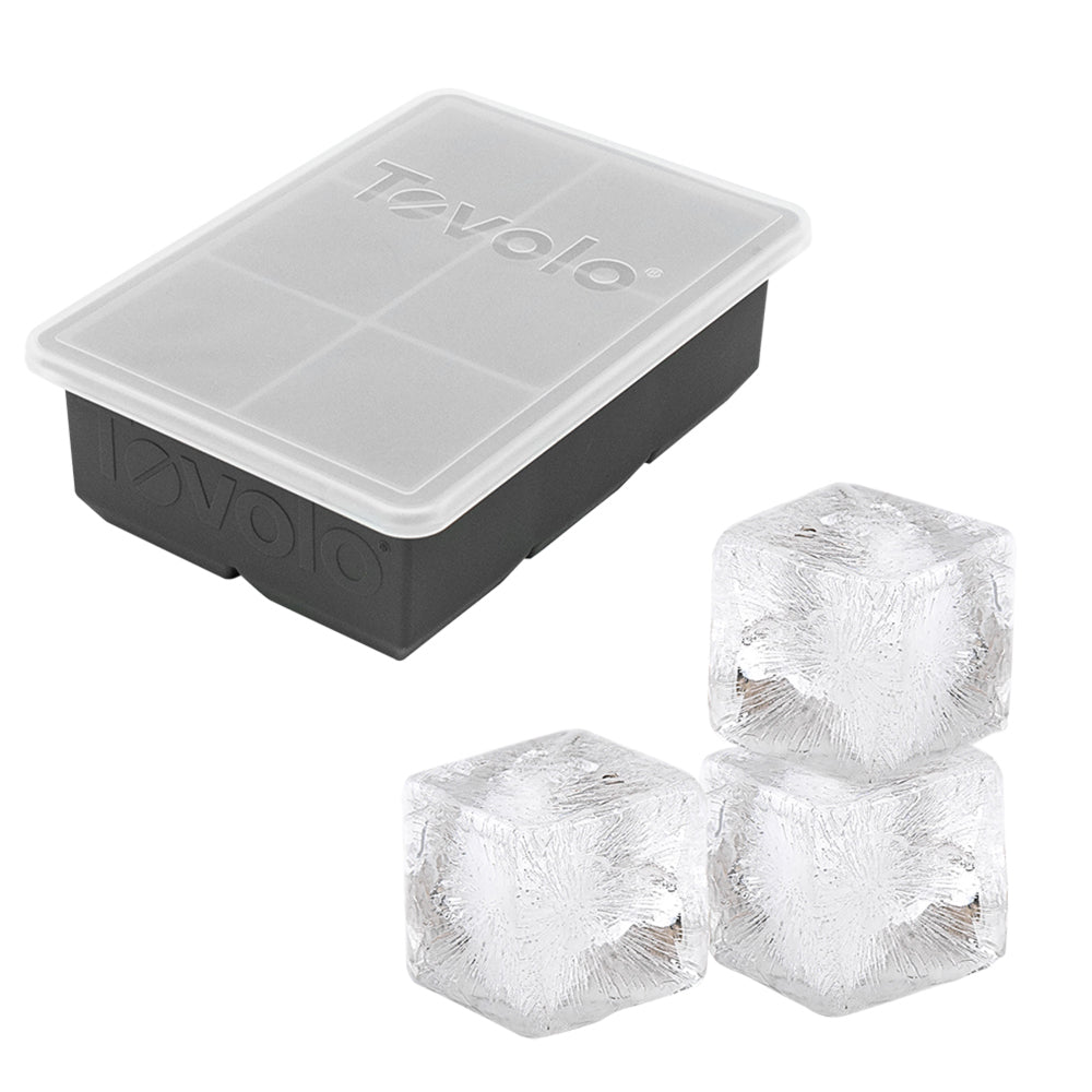 2PK Tovolo Silicone King Cube Ice Tray w/ Lid - Charcoal