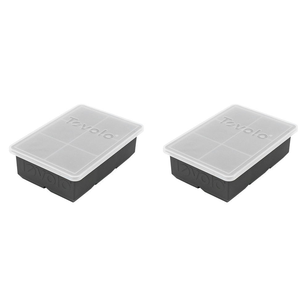 2PK Tovolo Silicone King Cube Ice Tray w/ Lid - Charcoal