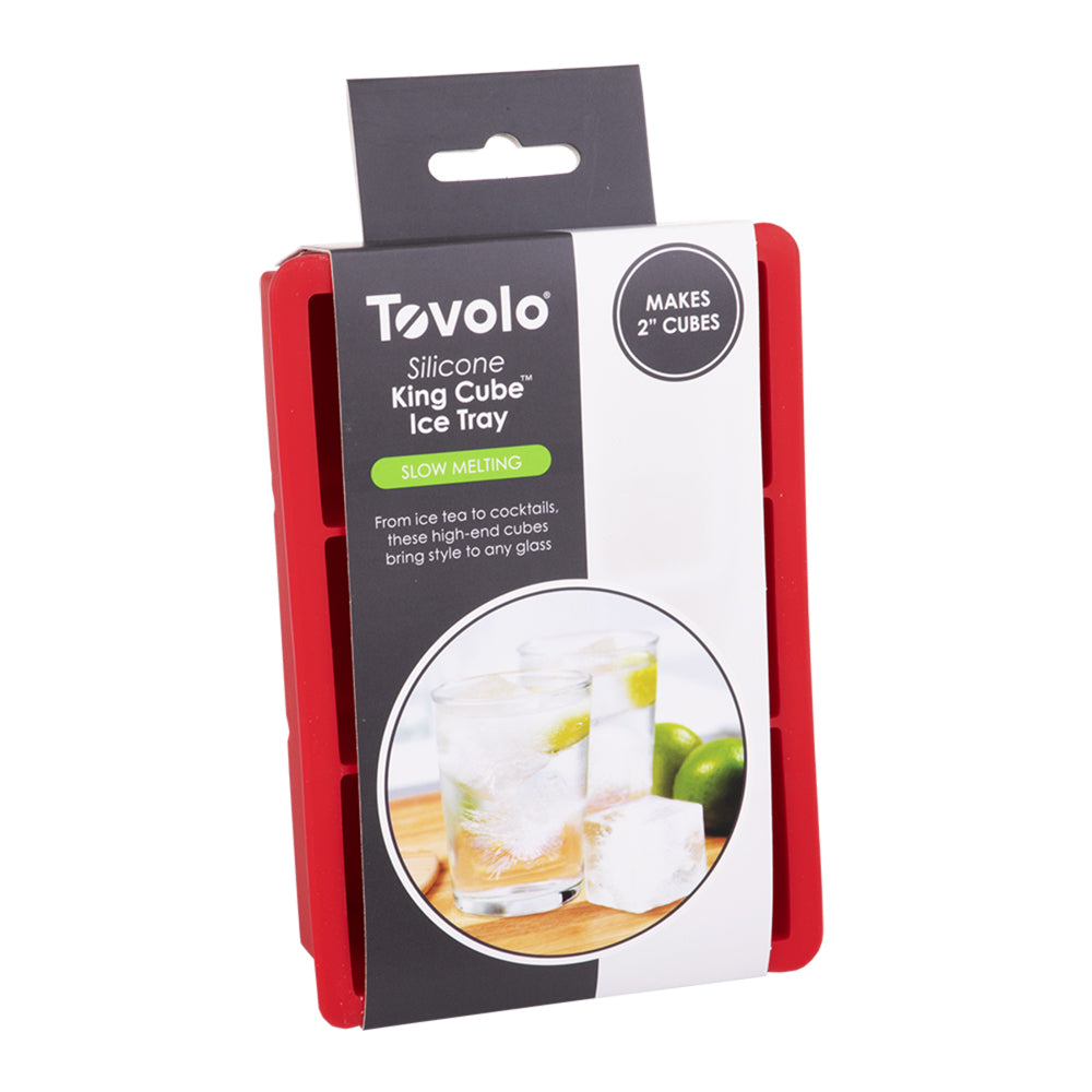 2PK Tovolo Silicone King Cube Ice Tray Cubes - Apple Red