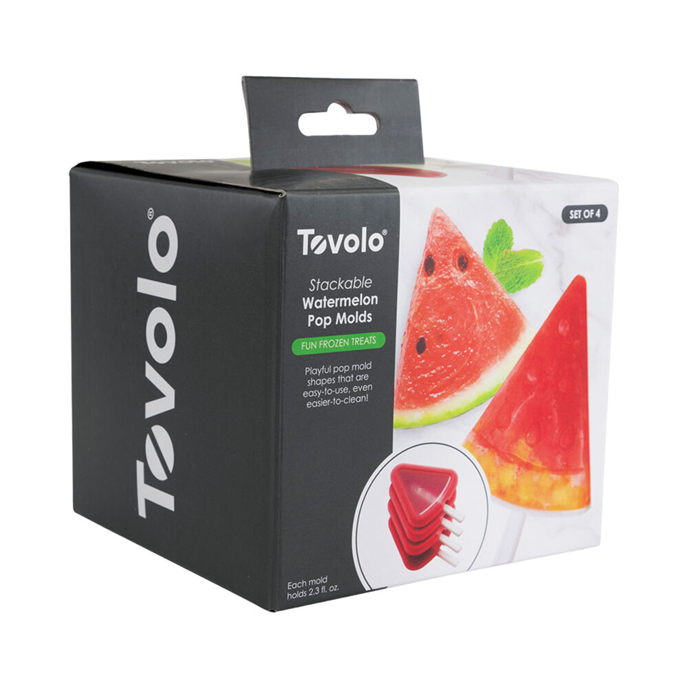 4pc Tovolo Stackable Flexible Silicone Ice Pop Moulds Set Watermelon