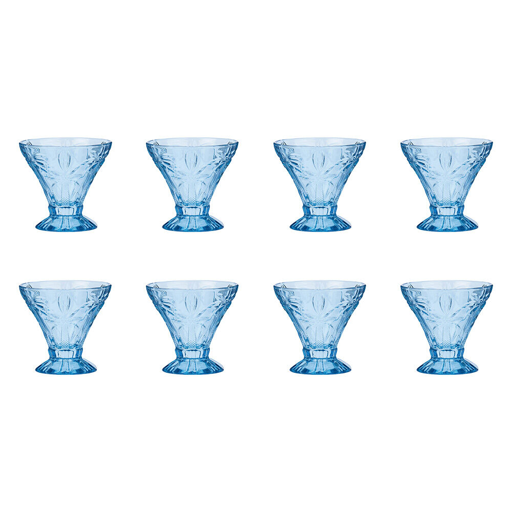8pc Annabel Trends Cocktail Glass Palm Tree 270ml Cup Set - Blue