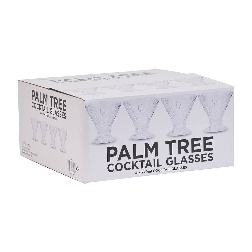 8pc Annabel Trends Cocktail Glass Palm Tree 270ml Cup Set - Clear