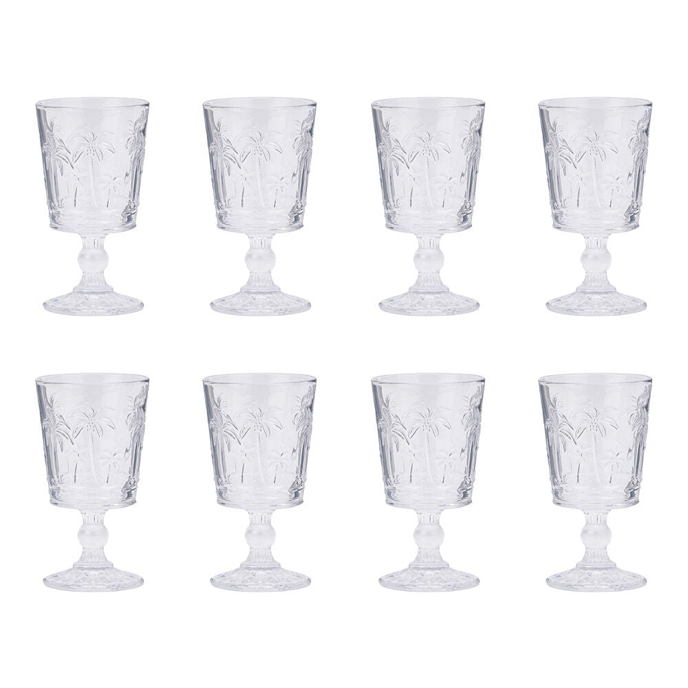 8pc Annabel Trends Goblet Glass Palm Tree Cup Set 16cm - Clear