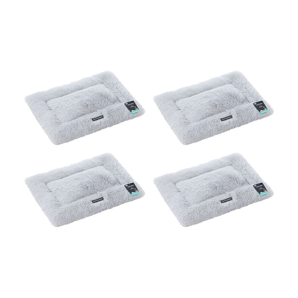 4PK Paws and Claws Pet Mat Medium 70x50x4cm Light Grey Super Plush Washable