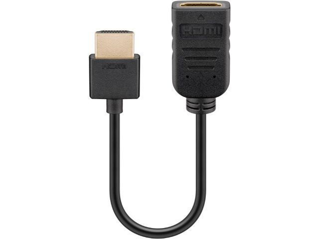 2x Goobay 10cm Male to Female HDMI Flex Adapter Connector - Black