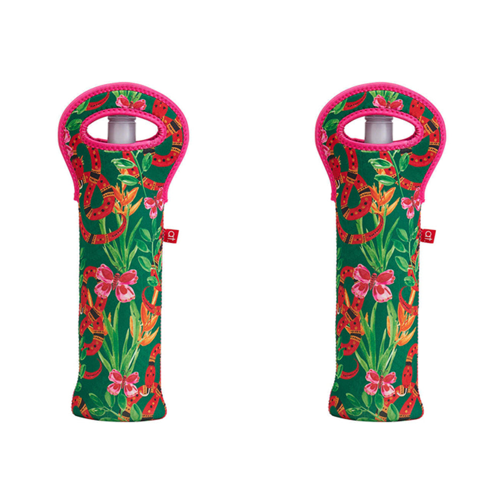 2PK Annabel Trends Neoprene Single Bottle Bag 14x38cm - Jungle Snake