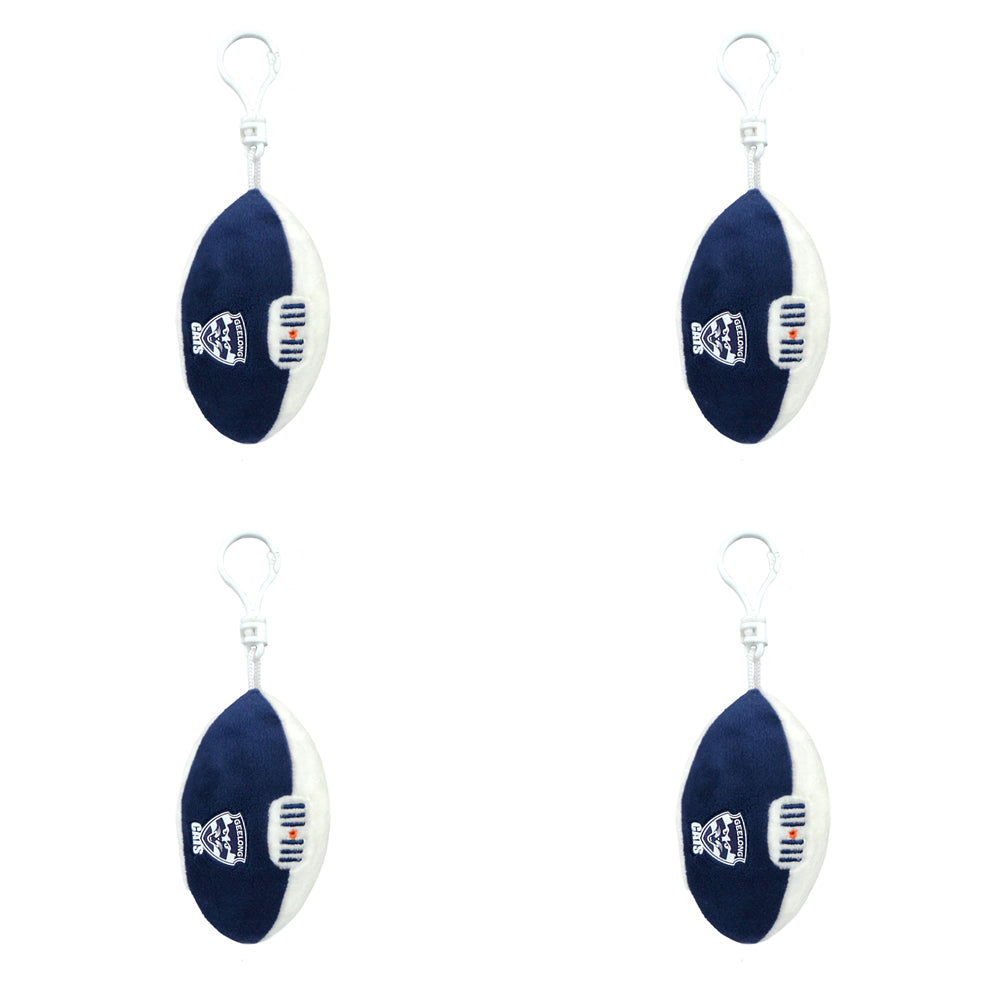 4PK AFL Geelong Footy Keyclip Hanging Bag Accessory 10cm