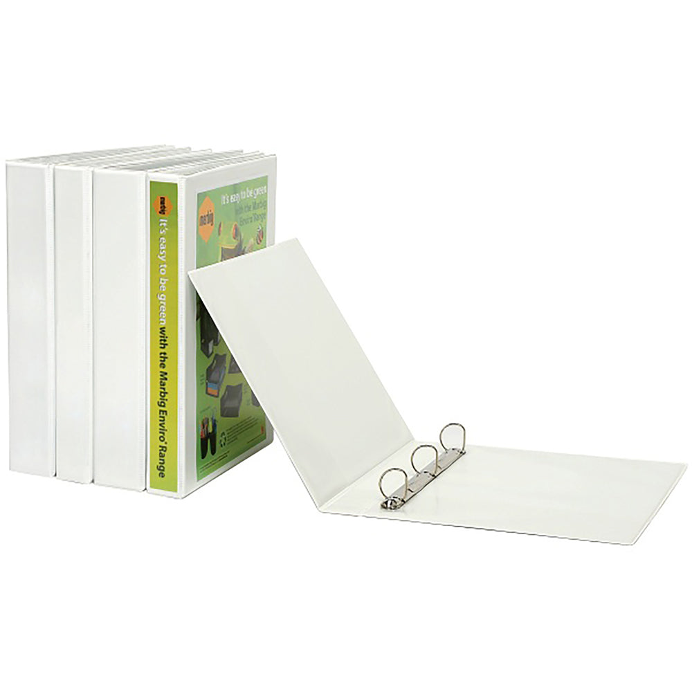 2PK Marbig Clearview PP 2 D-Ring 25mm A5 Insert Binder - White