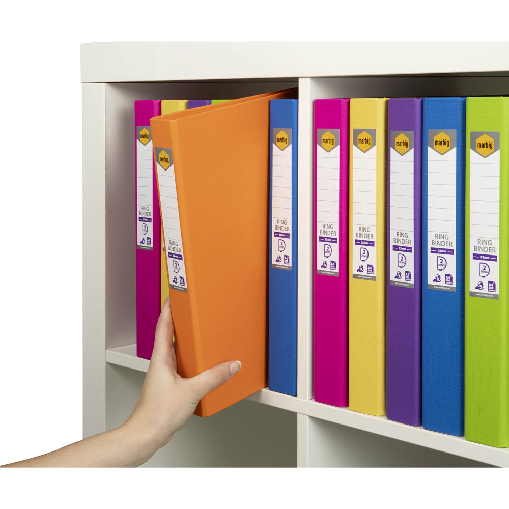 5PK Marbig PE/Linen 2 D-Ring 25mm A4 Binder - Assorted