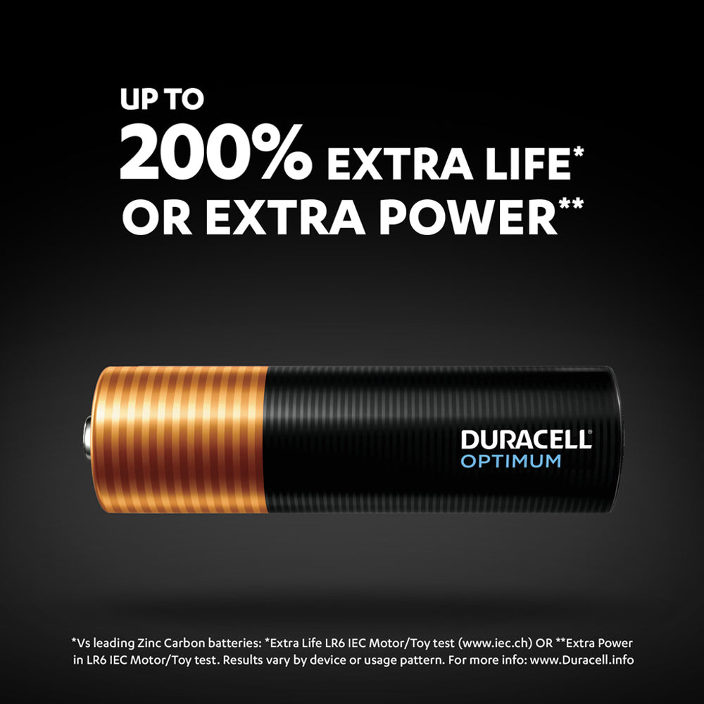 4x 8pc Duracell Optimum Alkaline AA Battery Pack Single Use