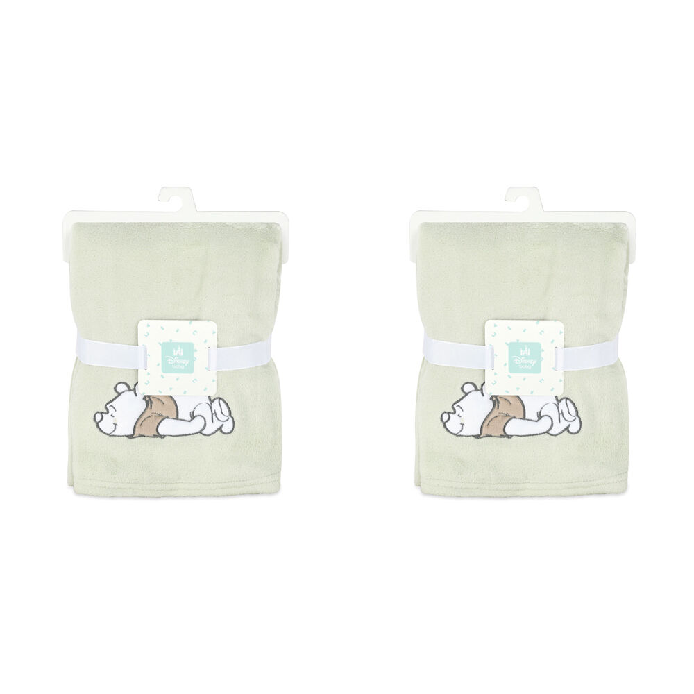2PK Disney Pooh Baby/Kids Polyester Velour Applique Stroller Blanket 76x101cm