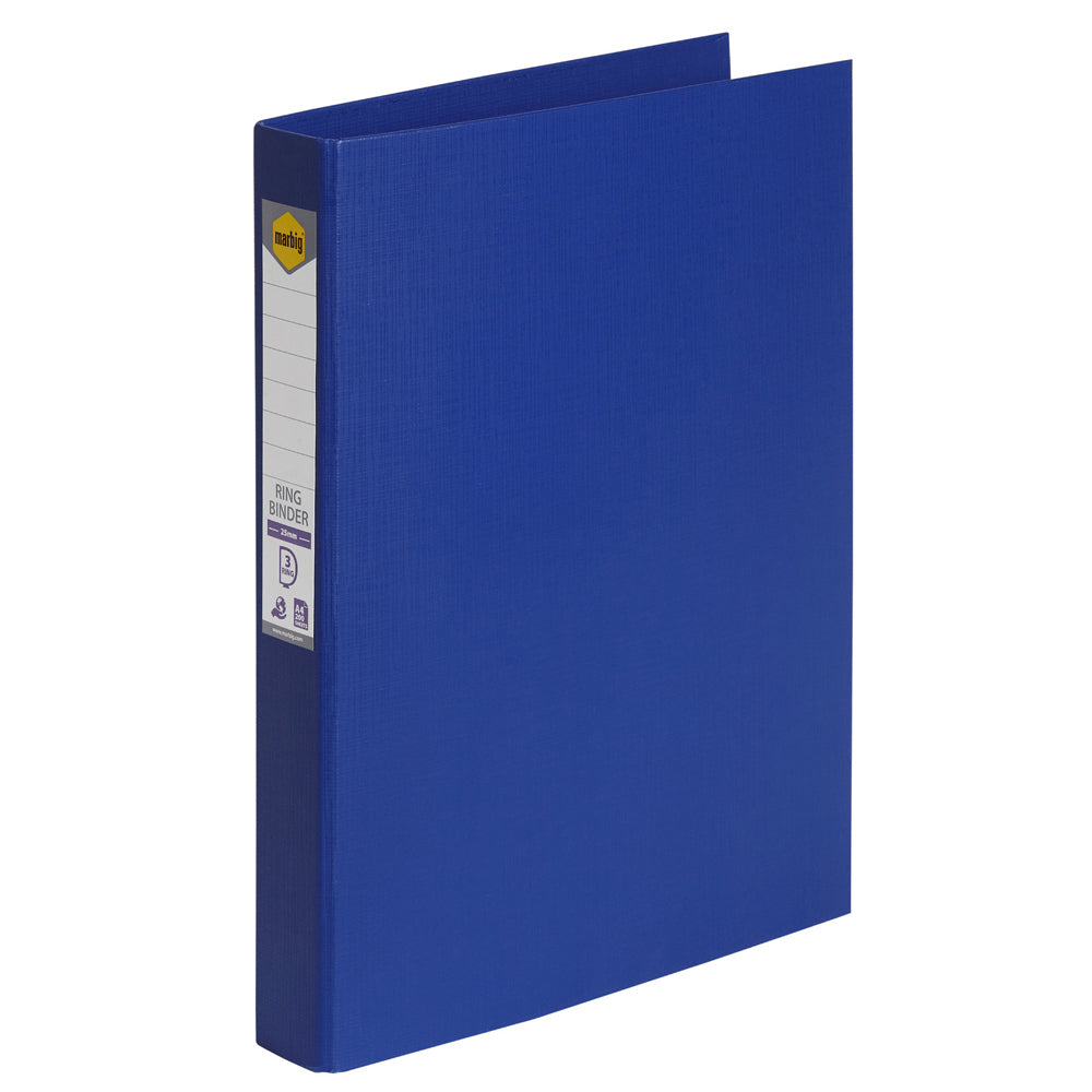 3PK Marbig PE/Linen 3 D-Ring 25mm A4 Binder File Organiser - Blue