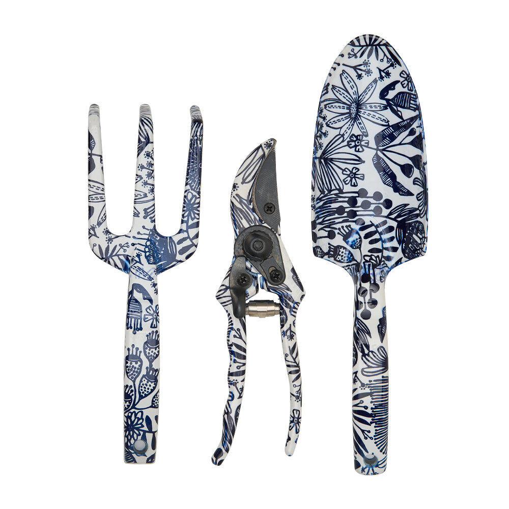 3pc Annabel Trends Garden Tool Trowel/Shears/Fork Set Navy Native