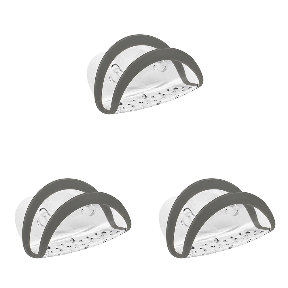 3PK Spectrum Cora Plastic Suction Sink Sponge Holder - Grey