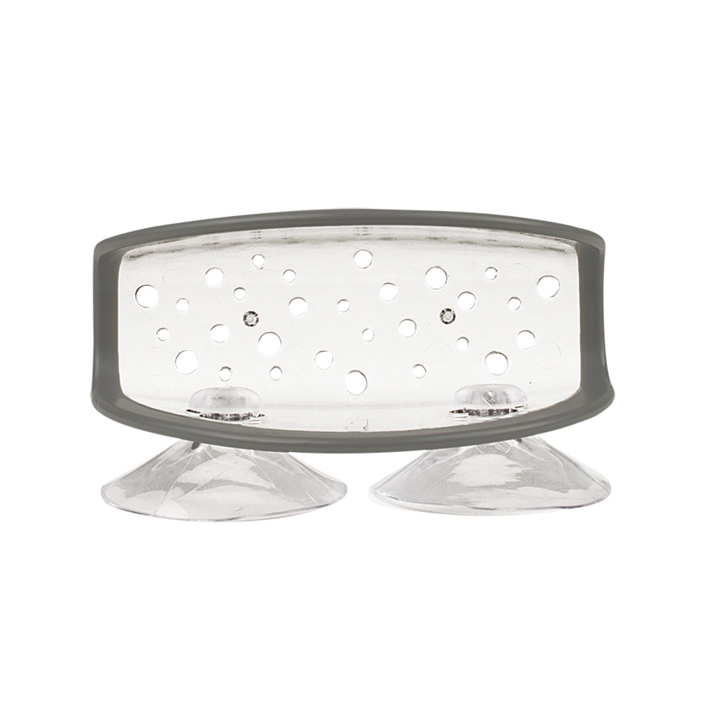 3PK Spectrum Cora Plastic Suction Sink Sponge Holder - Grey