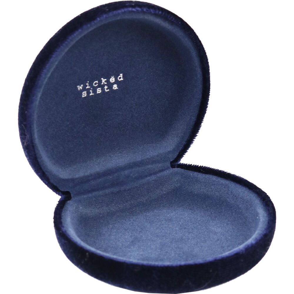 3PK Wicked Sista Velvet Portable Small Jewellery Travel Case 8.7cm Navy