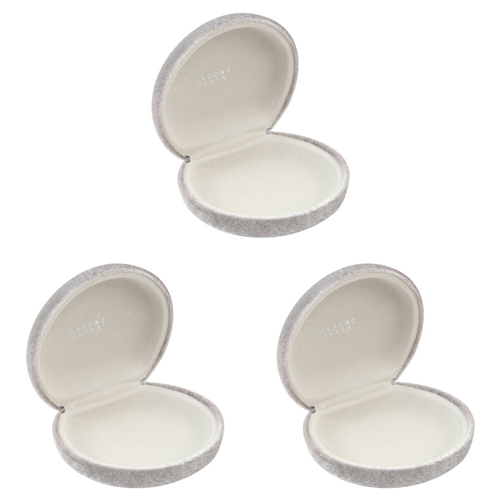 3PK Wicked Sista Velvet Polyester Small Jewellery Travel Case 8.7cm Pearl Grey