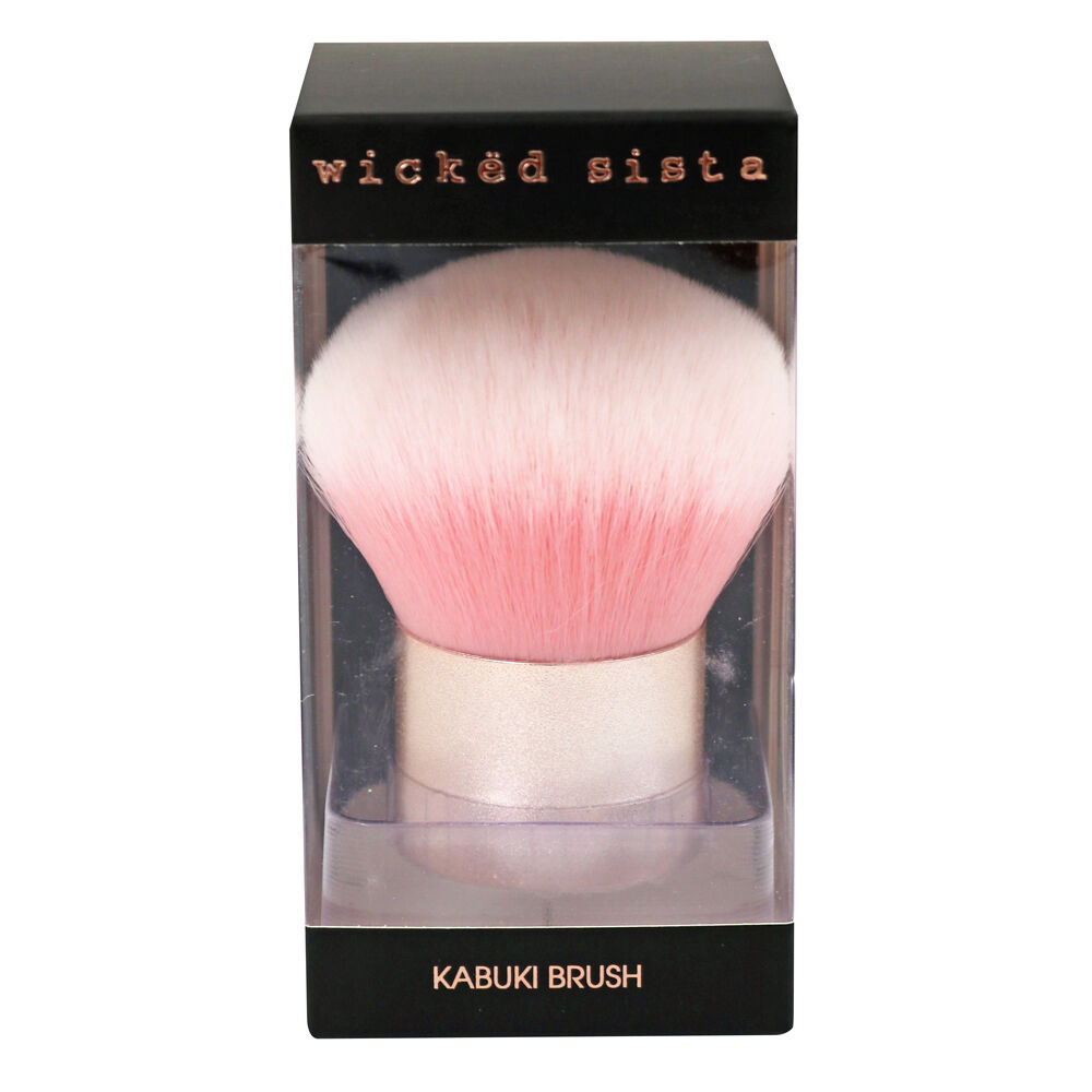 3PK Wicked Sista Kabuki Makeup Compact Brush 6x11.5cm Pink