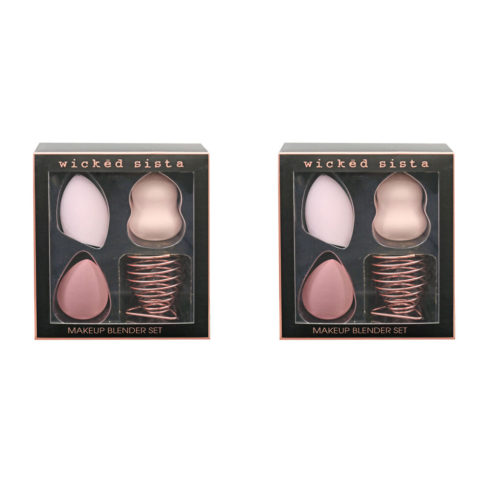 2x 4pc Wicked Sista Latex Free Makeup Blender w/ Holder Set