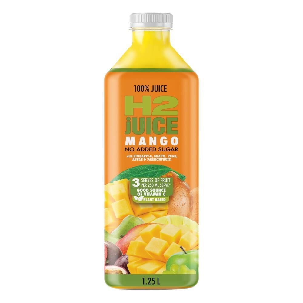 6PK H2 Juice 1.25L Mango Plant Based Natural Hydration Juice