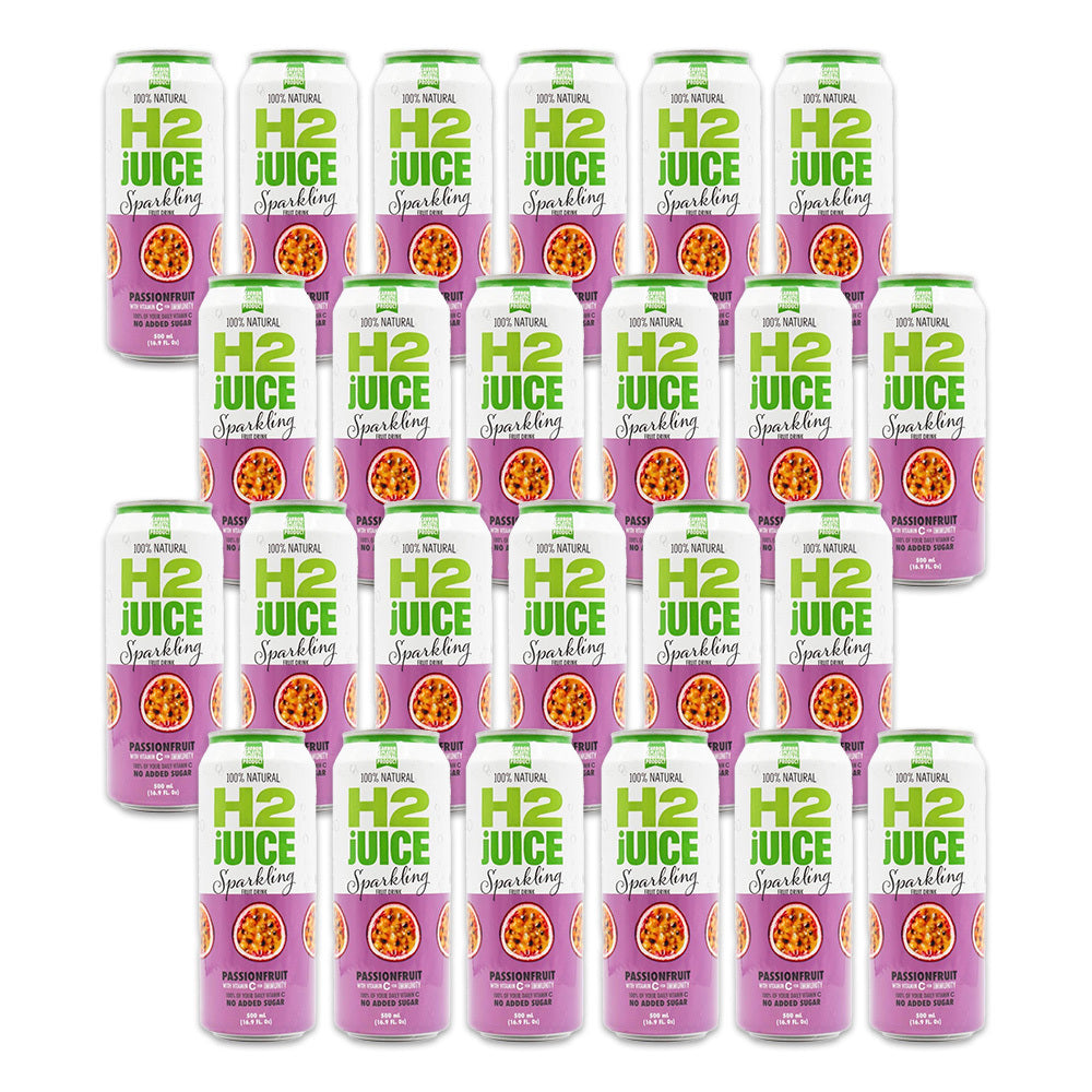 24PK H2 Juice 500ml Sparkling Passionfruit Can w/ Vitamin C Drink