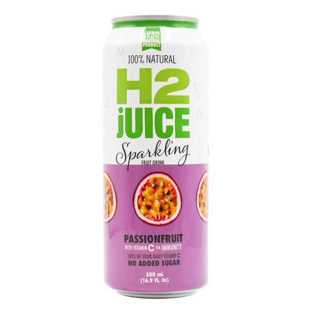 24PK H2 Juice 500ml Sparkling Passionfruit Can w/ Vitamin C Drink