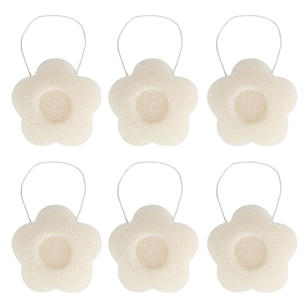 6PK Wicked Sista Konjac Flower Shaped Sponge 8.5x13cm - Natural