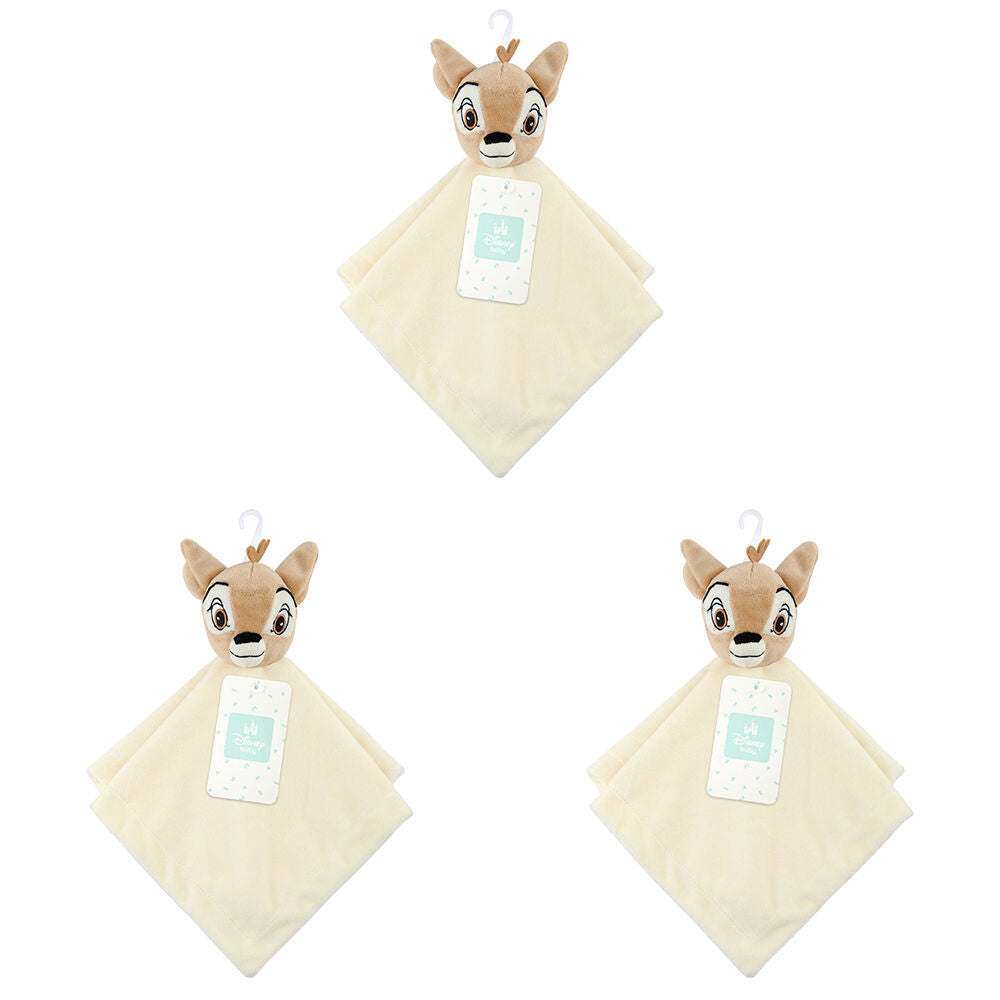 3PK Disney Bambi Baby/Kids Polyester Plush Security Blanket 31x31cm Brown