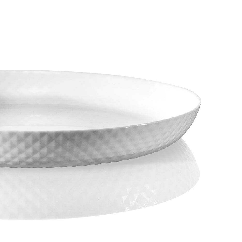 4PK Wiltshire Diamond White Glass Textured Dinner Plate 25cm