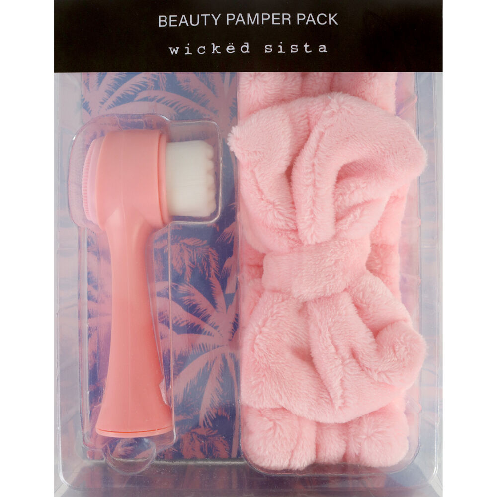 2PK Wicked Sista Beauty Pamper Pack Facial Brush/Headband 16x20.5cm - Pink