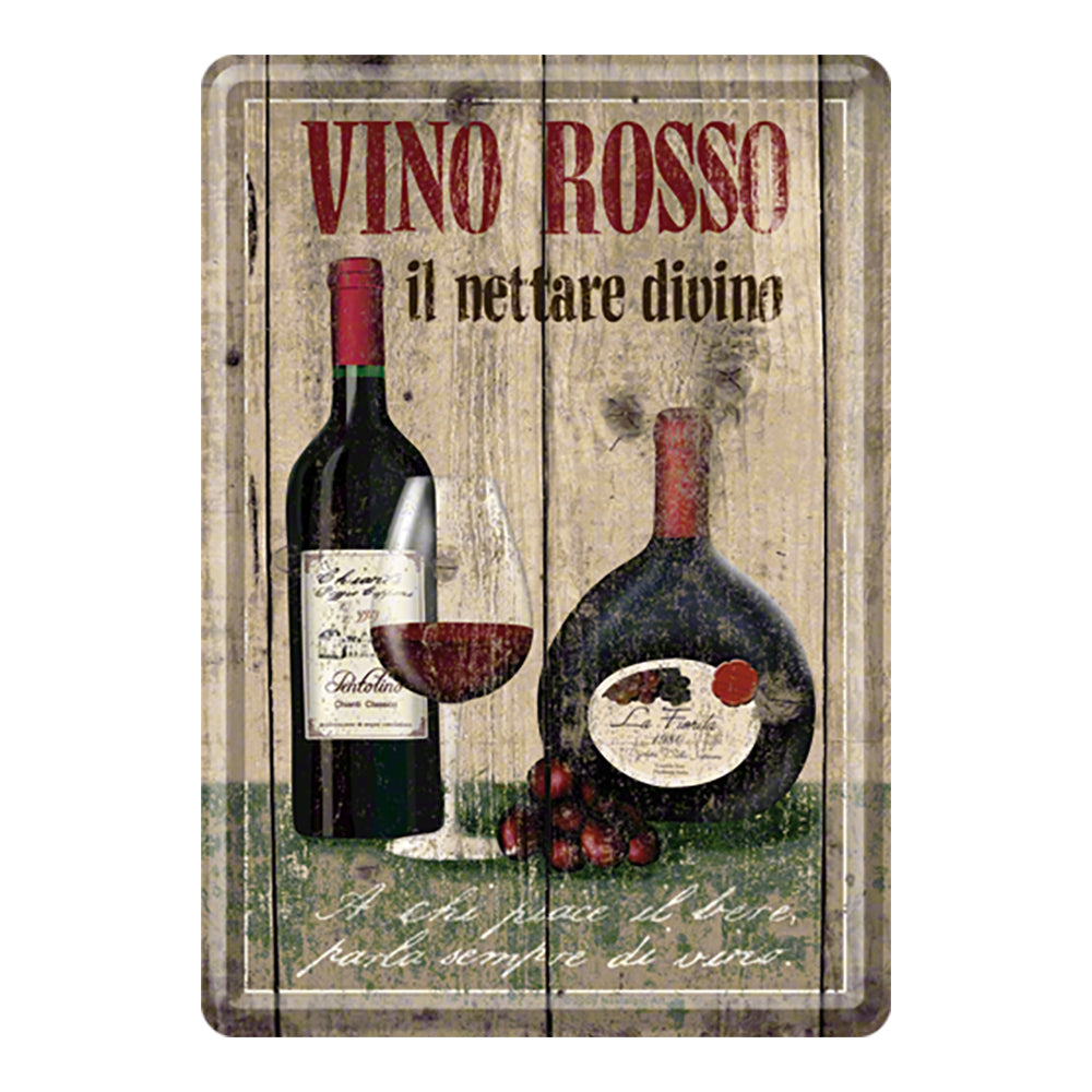 3PK Nostalgic Art Metal Mailing Postcard Vino Rosso 10x14cm