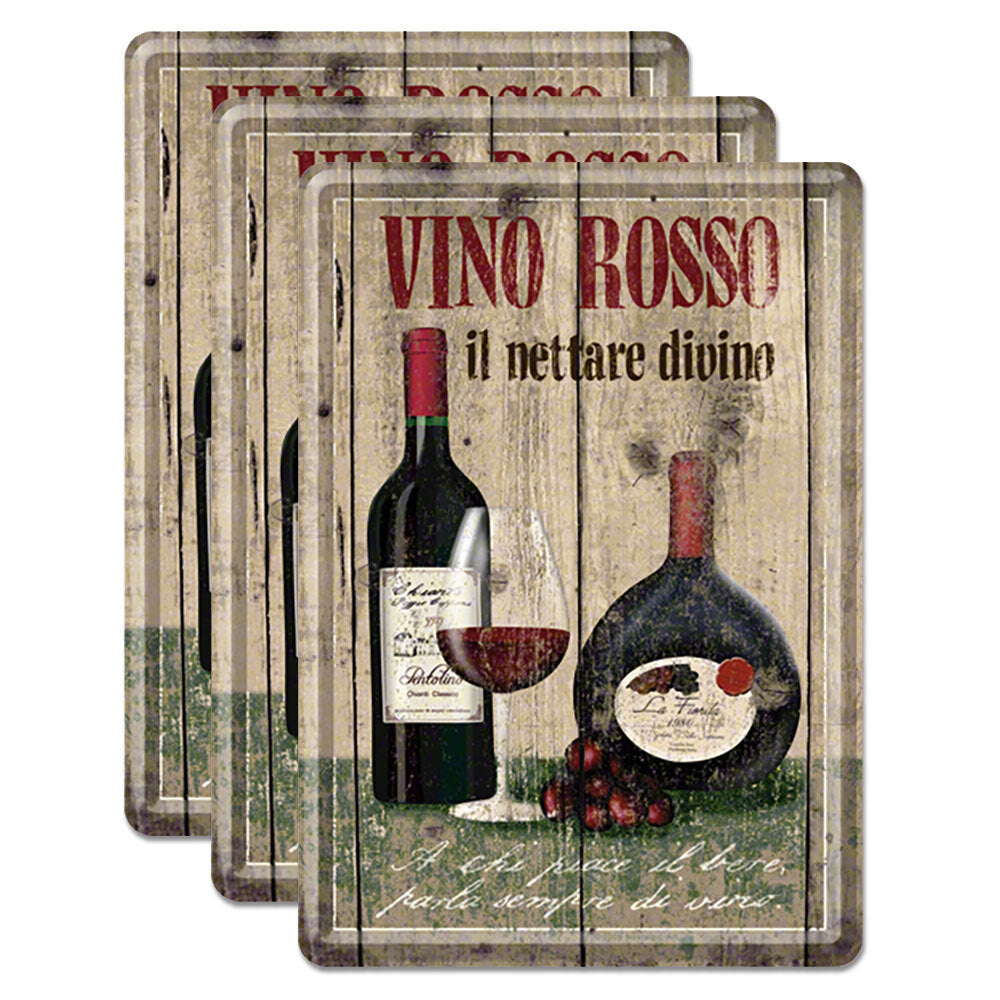 3PK Nostalgic Art Metal Mailing Postcard Vino Rosso 10x14cm