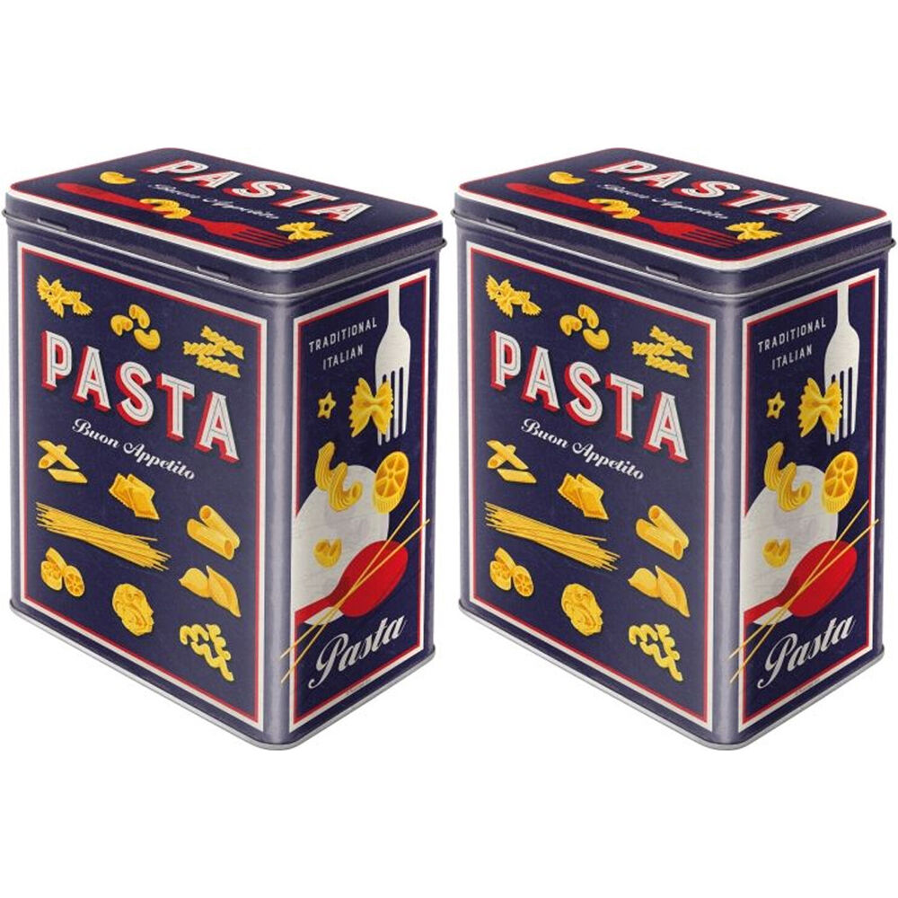 2PK Nostalgic-Art Tin Metal Storage Box 14x20cm - Large Pasta Variety
