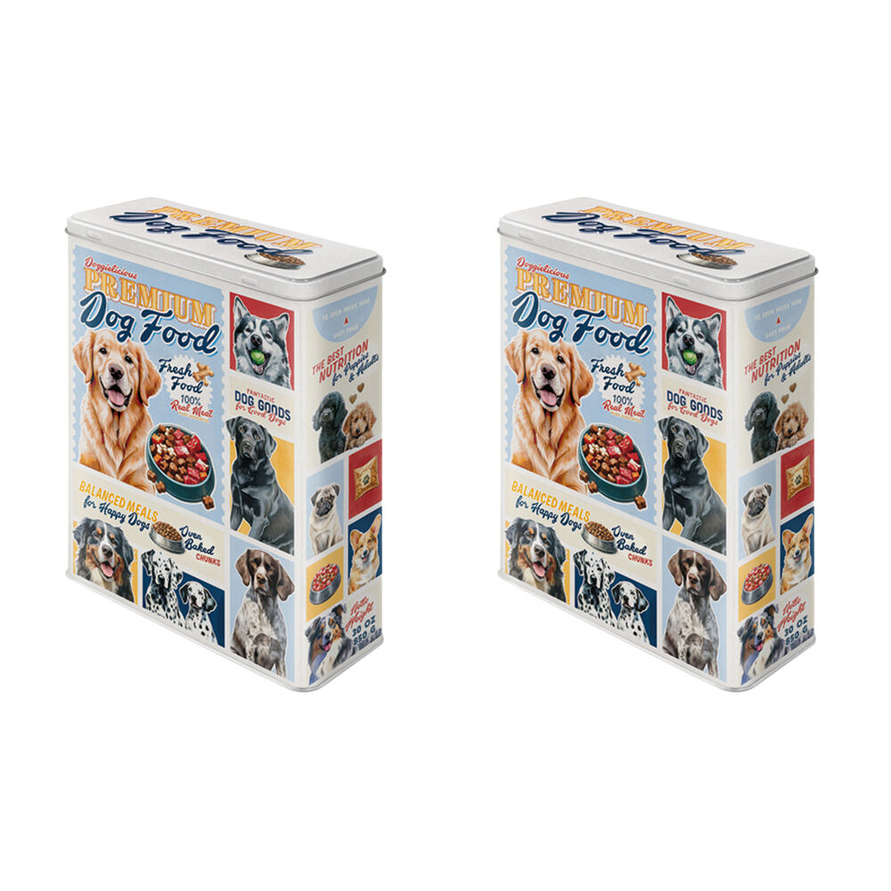2PK Nostalgic-Art Premium Dog Food Tin Storage Box/Decoration XL 8x19x26cm