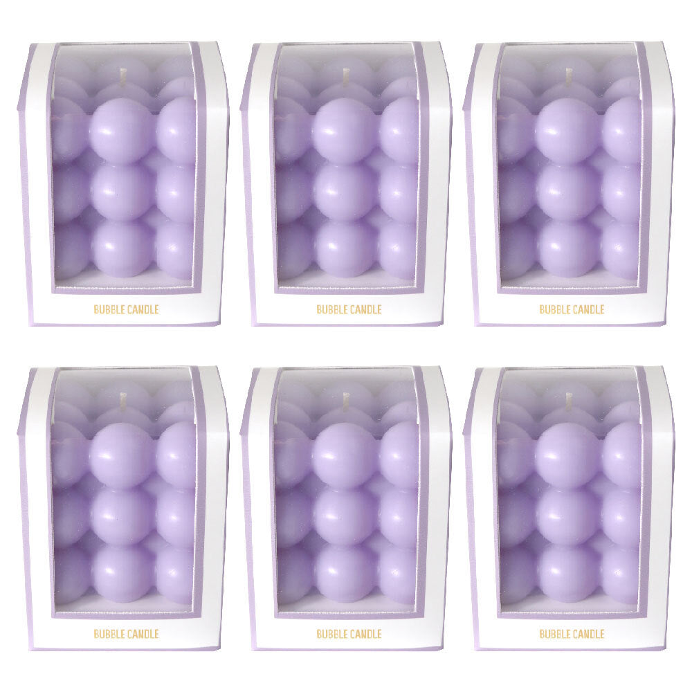 6PK Arome Ambiance Pastel Bubble Candle In Box Home Decor Violet