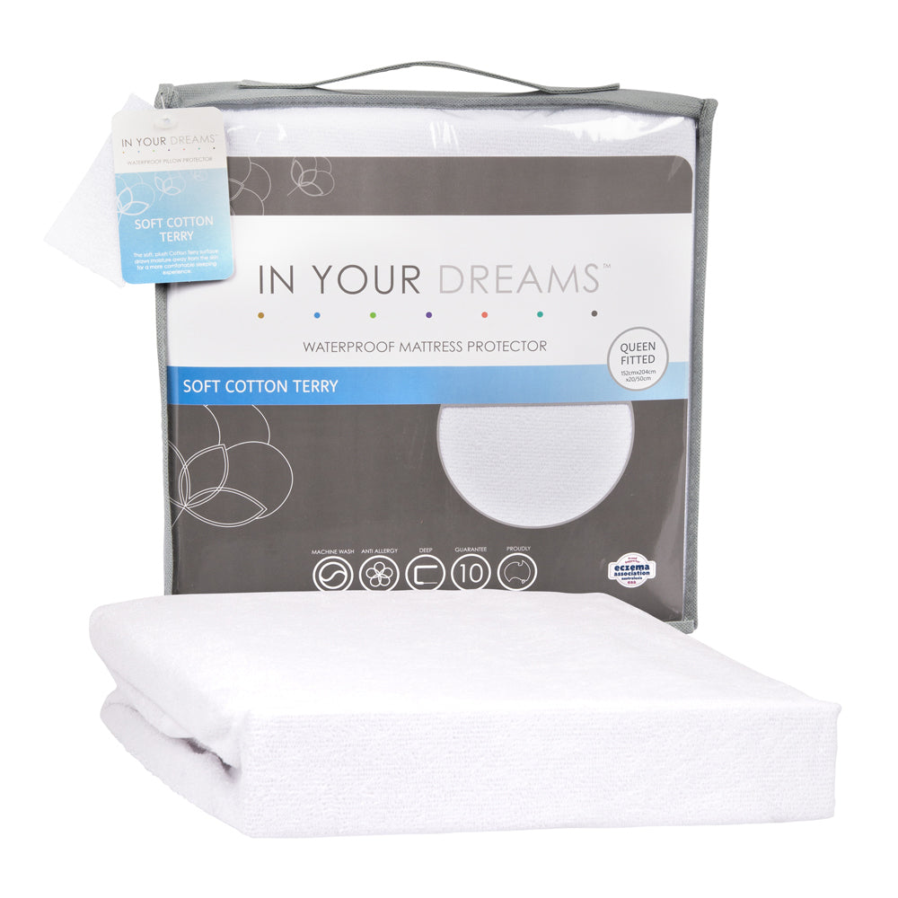 In Your Dreams Queen Cotton Terry + PU Waterproof Mattress Protector