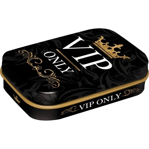 2PK Nostalgic Art 6cm Mint Tin Box VIP Only Fresh Breath Hard Candy - Black