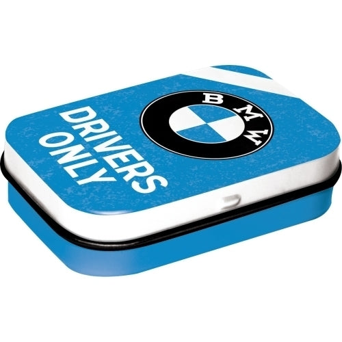2PK Nostalgic Art 6cm Mint Tin Box BMW Drivers Only Blue Fresh Breath Candy
