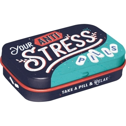 2PK Nostalgic Art 6cm Mint Tin Box Anti Stress Pills Fresh Breath Hard Candy