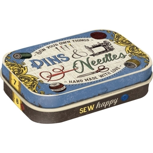 2PK Nostalgic Art 6cm Mint Tin Box Pins & Needles Fresh Breath Hard Candy