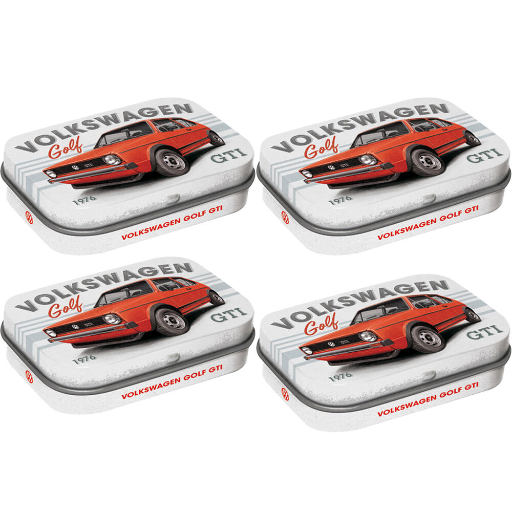 4PK Nostalgic-Art Pocket Mint Tin Box VW Gold GTI 1976 4x6cm