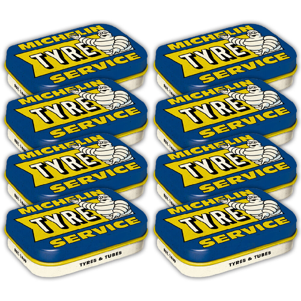 8PK Nostalgic-Art Pocket Mint Tin Box Michelin Tyre Service 4x6cm - Blue