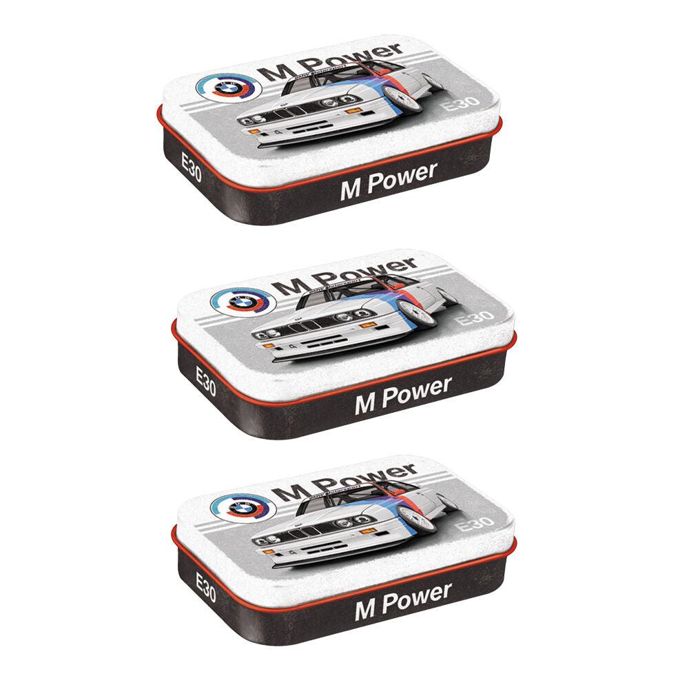 3PK Nostalgic-Art Vintage BMW Motorsport Tin Mint Box w/Mints XL 10x6x2cm