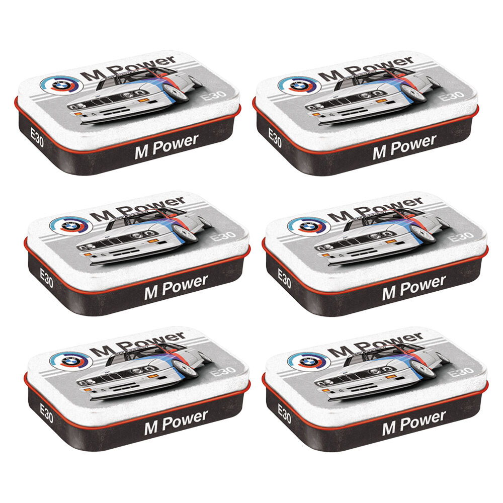 6PK Nostalgic-Art Vintage BMW Motorsport Tin Mint Box w/Mints XL 10x6x2cm