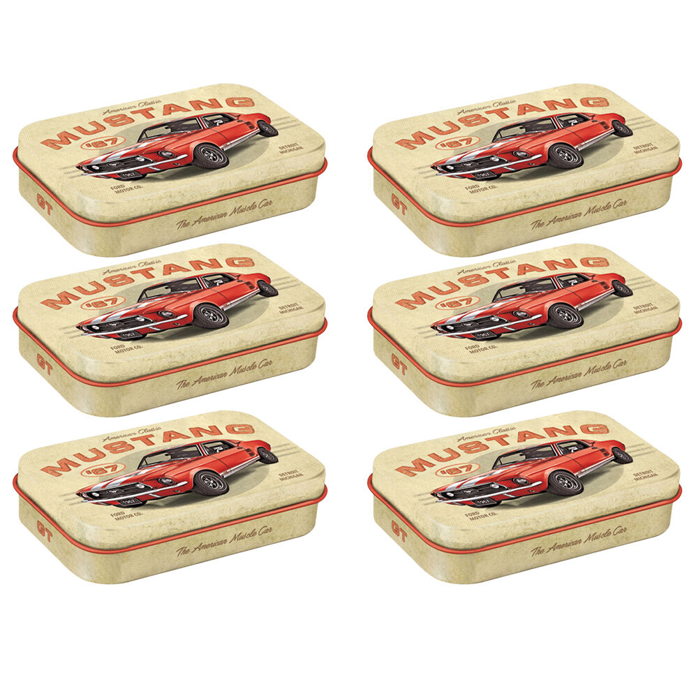 6PK Nostalgic-Art Vintage Ford Mustang GT Tin Mint Box w/Mints XL 10x6x2cm