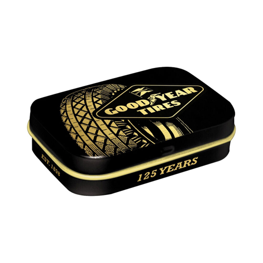 8PK Nostalgic-Art Pocket Mint Tin Box Goodyear 125 Years Tire 4x6cm - Black