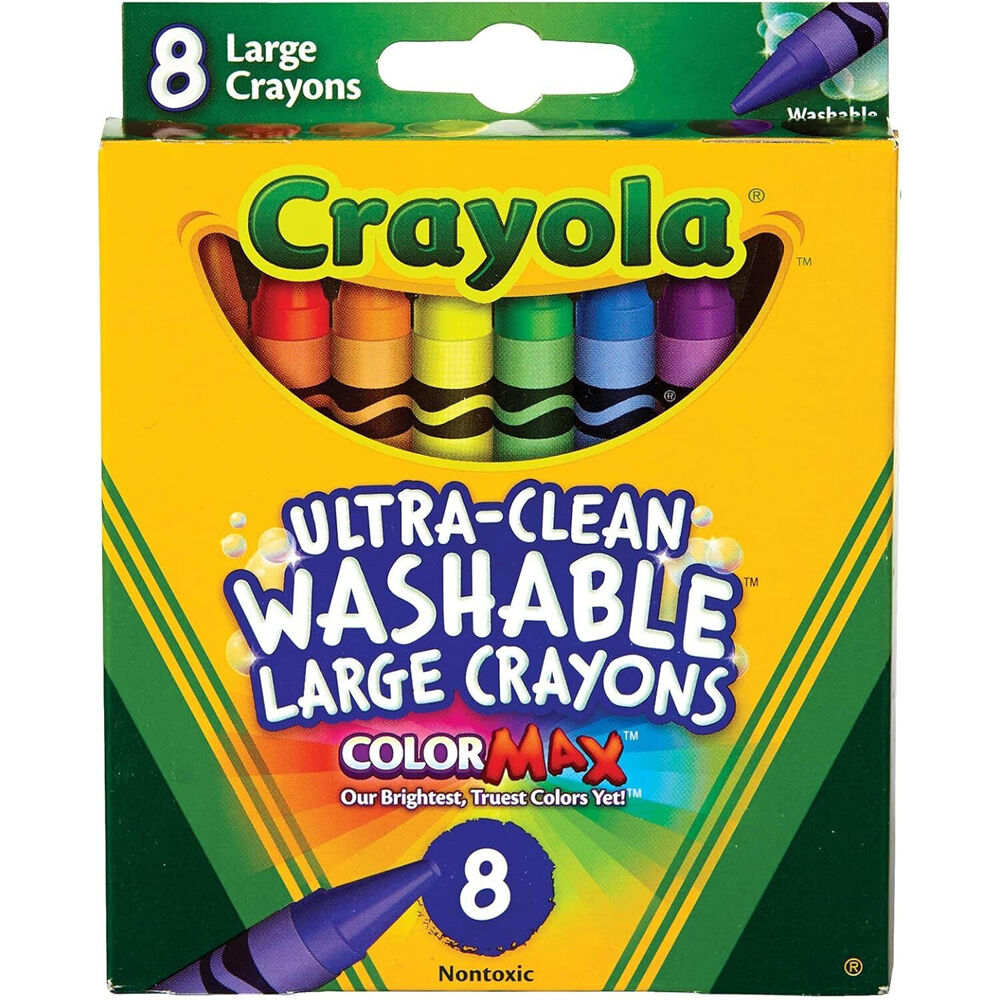 3x 8pc Crayola Washable Large Crayons Kids/Toddler 3y+