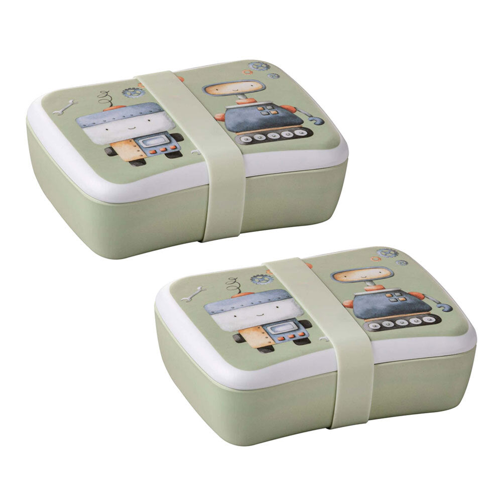 2PK Ashdene Robots Kids 17cm Melamine Lunch Box - Green