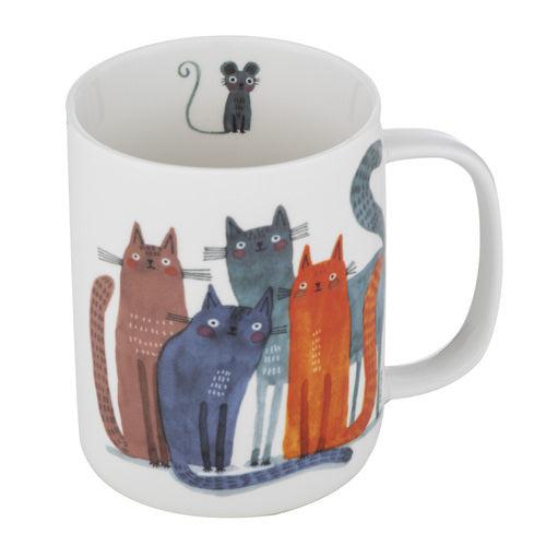 2PK Ashdene Quirky Cats Four Friends Mug 400ml New Bone China