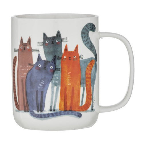 2PK Ashdene Quirky Cats Four Friends Mug 400ml New Bone China